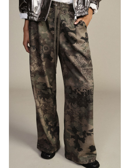 Dixie Palazzo-broek met paisleyfantasie en elastische taille met trekkoord
