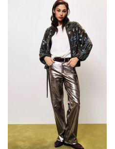 Glanzende Palazzo-broek met hoge taille van Dixie