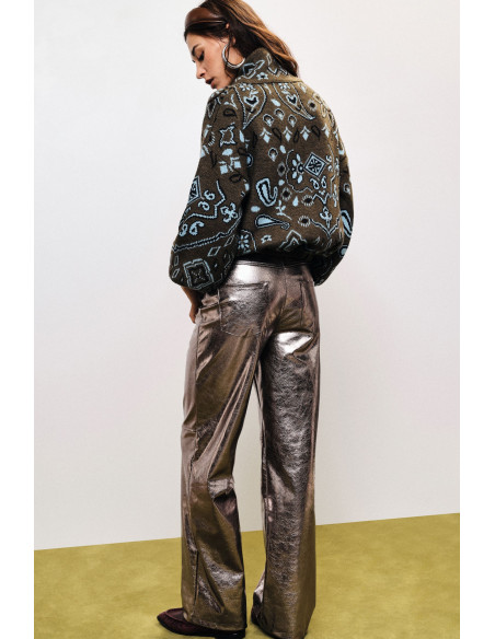 Glanzende Palazzo-broek met hoge taille van Dixie