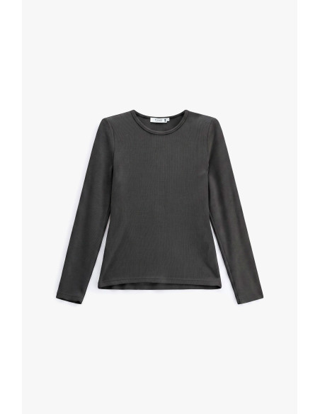 Minimal T-shirt met lange mouwen en ronde hals Please