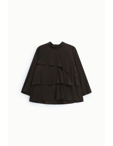 Blouse met ruches, lange mouwen en hoge kraag Alsjeblieft