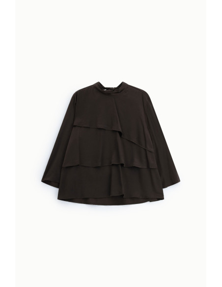 Blouse met ruches, lange mouwen en hoge kraag Alsjeblieft