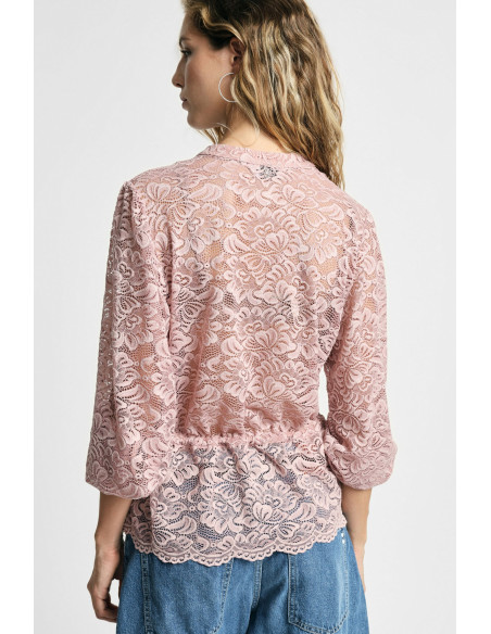 Kanten blouse met trekkoord en knopen aan de voorkant, alstublieft