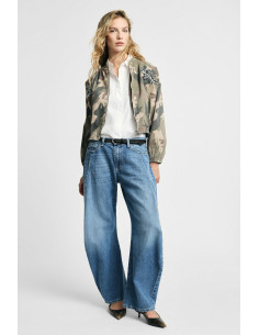 Please tapered jeans met extra wijde pijpen en stiksels