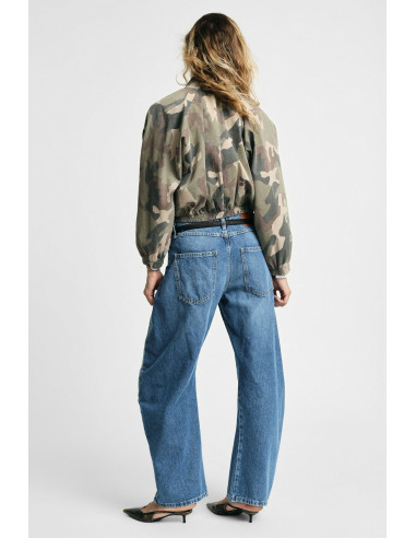 Please tapered jeans met extra wijde pijpen en stiksels