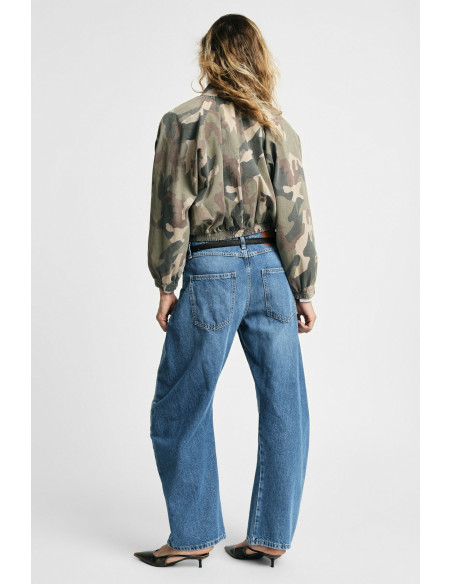 Please tapered jeans met extra wijde pijpen en stiksels