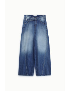 Wide-leg jeans met middelhoge taille en gewassen effect alstublieft 2