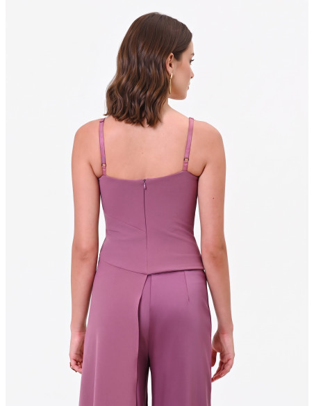 Crop top van scuba-crêpe met lange sleep Rinascimento