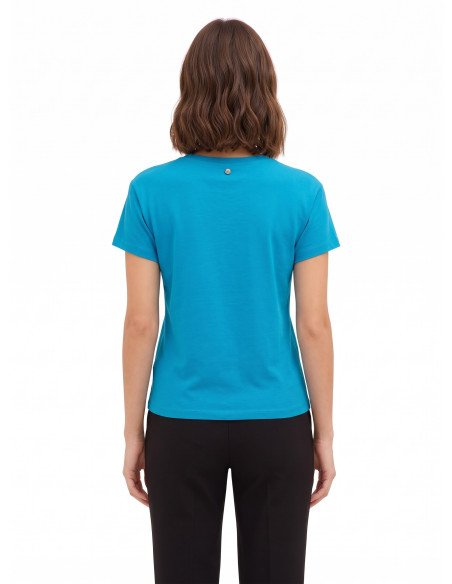 Regular T-shirt van katoen met slogan en strass-steentjes Rinascimento