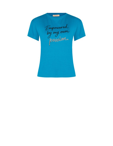 Regular T-shirt van katoen met slogan en strass-steentjes Rinascimento