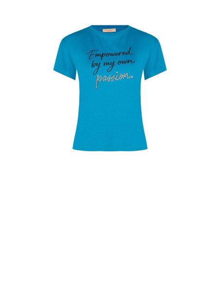 Regular T-shirt van katoen met slogan en strass-steentjes Rinascimento