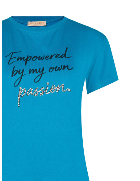 Regular T-shirt van katoen met slogan en strass-steentjes Rinascimento
