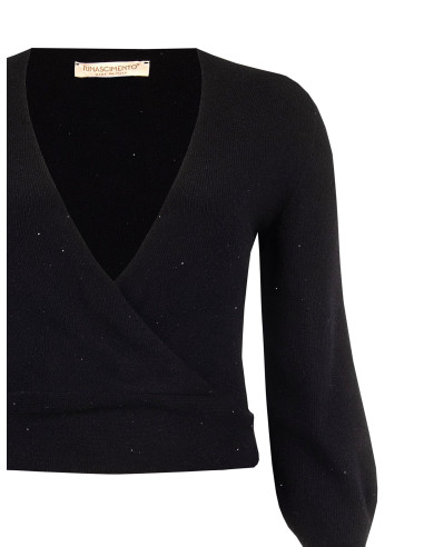 Curvytrui met gekruiste V-hals en micro-pailletten van Rinascimento Curvy