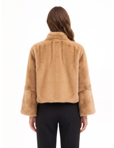 Cropped jas van imitatiebont met ritssluiting Rinascimento 2