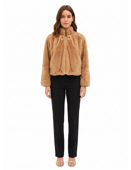 Cropped jas van imitatiebont met ritssluiting Rinascimento