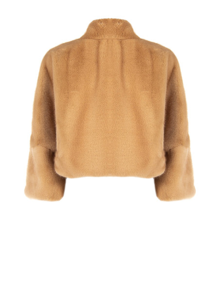 Cropped jas van imitatiebont met ritssluiting Rinascimento