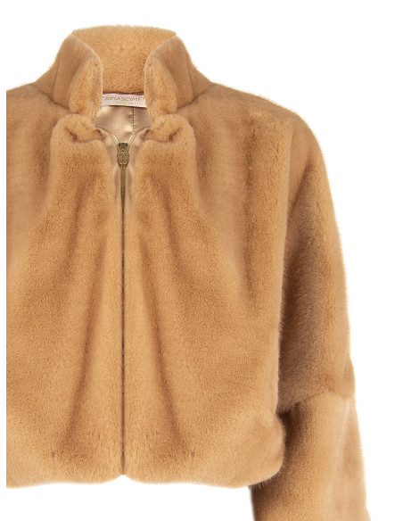 Cropped jas van imitatiebont met ritssluiting Rinascimento
