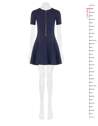 Korte jurk met lage taille van scuba-crêpe met logo-rits Rinascimento