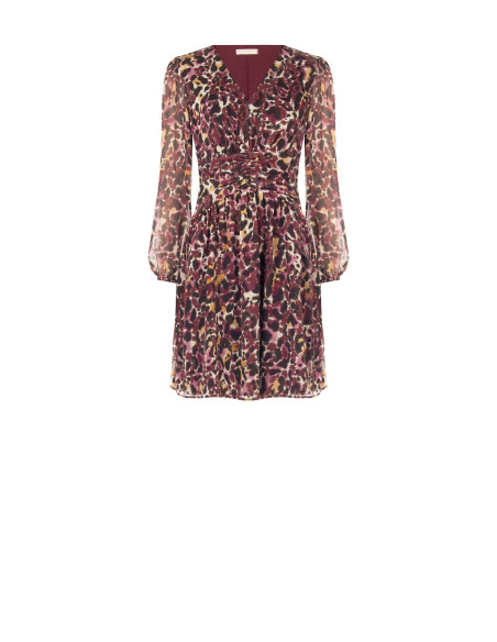 Korte jurk van georgette met dierenprint en lurexdetails Rinascimento