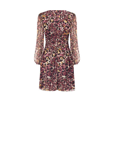 Korte jurk van georgette met dierenprint en lurexdetails Rinascimento