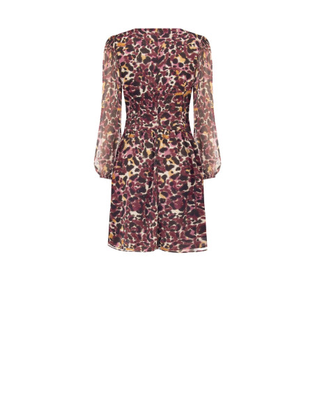 Korte jurk van georgette met dierenprint en lurexdetails Rinascimento