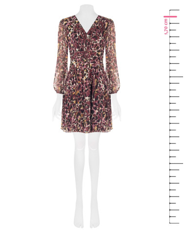 Korte jurk van georgette met dierenprint en lurexdetails Rinascimento