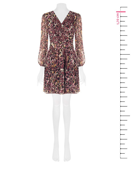 Korte jurk van georgette met dierenprint en lurexdetails Rinascimento