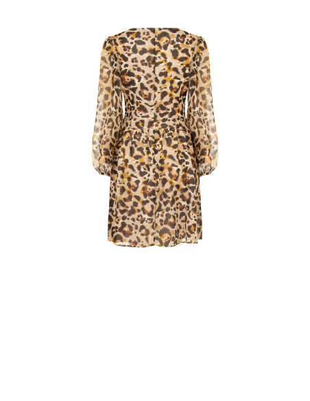 Korte jurk van georgette met dierenprint en lurexdetails Rinascimento