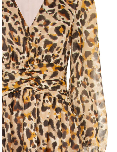 Korte jurk van georgette met dierenprint en lurexdetails Rinascimento