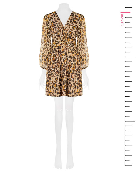 Korte jurk van georgette met dierenprint en lurexdetails Rinascimento