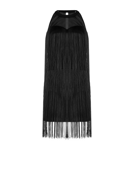 Korte kokerjurk bedekt met franjes Rinascimento