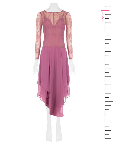 Midi-jurk met puntige zoom van georgette en kanten top met bustiereffect Rinascimento