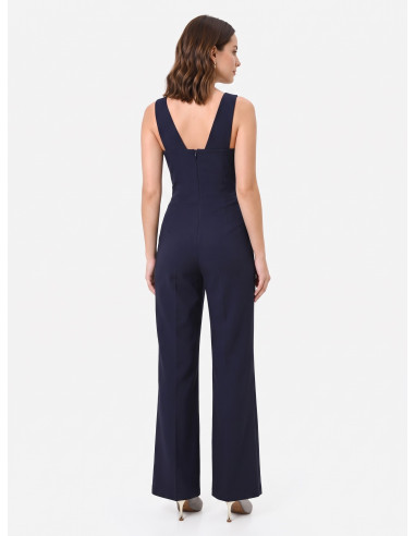Jumpsuit met wijde pijpen van scuba-crêpe en decoratieve gesp Rinascimento