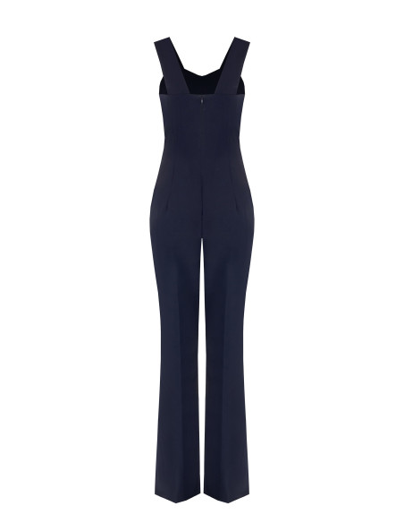 Jumpsuit met wijde pijpen van scuba-crêpe en decoratieve gesp Rinascimento