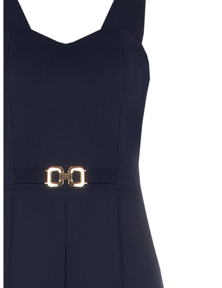 Jumpsuit met wijde pijpen van scuba-crêpe en decoratieve gesp Rinascimento