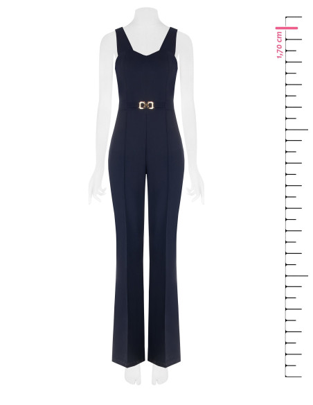 Jumpsuit met wijde pijpen van scuba-crêpe en decoratieve gesp Rinascimento