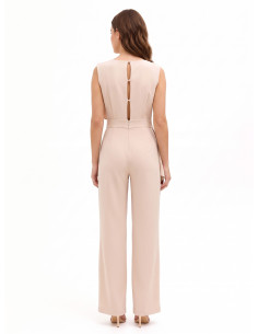 Volledige palazzo-jumpsuit van cadistof met drapering en juweeldetail Rinascimento 2