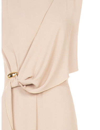 Volledige palazzo-jumpsuit van cadistof met drapering en juweeldetail Rinascimento