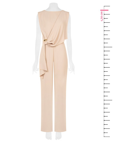 Volledige palazzo-jumpsuit van cadistof met drapering en juweeldetail Rinascimento
