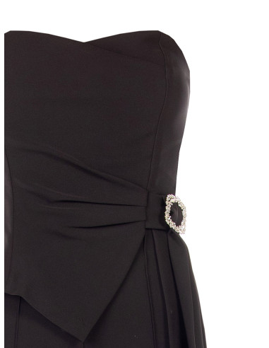 Uitlopende jumpsuit van technische stof met siergesp en drapering Rinascimento