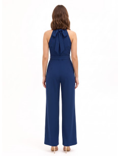 Jumpsuit van cadistof met ronde hals, bijpassende stevige riem en gesp met logo Rinascimento 2