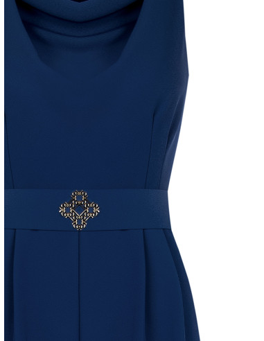 Jumpsuit van cadistof met ronde hals, bijpassende stevige riem en gesp met logo Rinascimento