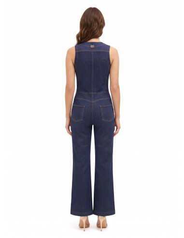 Denim jumpsuit met wijde pijpen en contrasterende stiksels Rinascimento