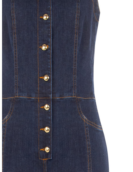 Denim jumpsuit met wijde pijpen en contrasterende stiksels Rinascimento