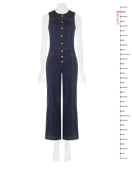 Denim jumpsuit met wijde pijpen en contrasterende stiksels Rinascimento