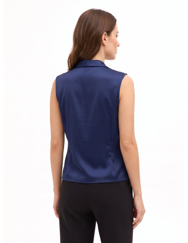 Satijnen blouse met gedrapeerde overslag-V-hals Rinascimento