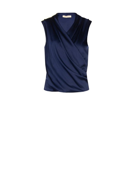 Satijnen blouse met gedrapeerde overslag-V-hals Rinascimento