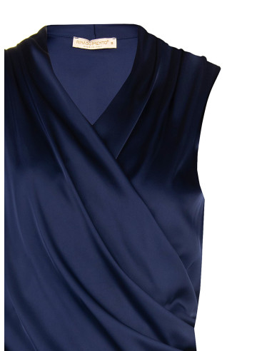 Satijnen blouse met gedrapeerde overslag-V-hals Rinascimento