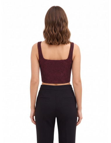 Cropped bustiertop van kant van jacquard met reliëf en lurex Rinascimento