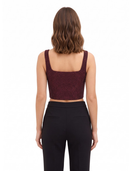 Cropped bustiertop van kant van jacquard met reliëf en lurex Rinascimento